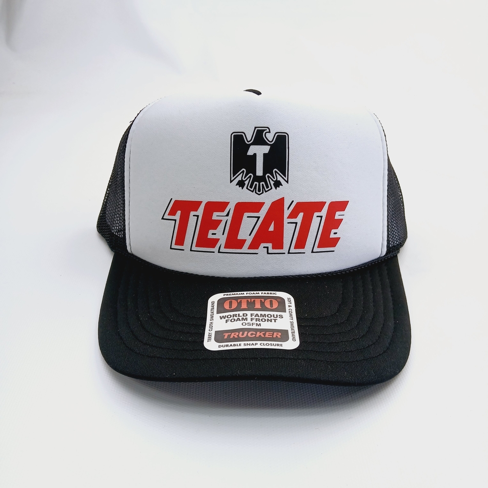 Tecate Print Black And White Otto Foam Trucker Mesh Snapback Hat Cap